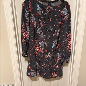 LOFT Dark Gray Floral Dress